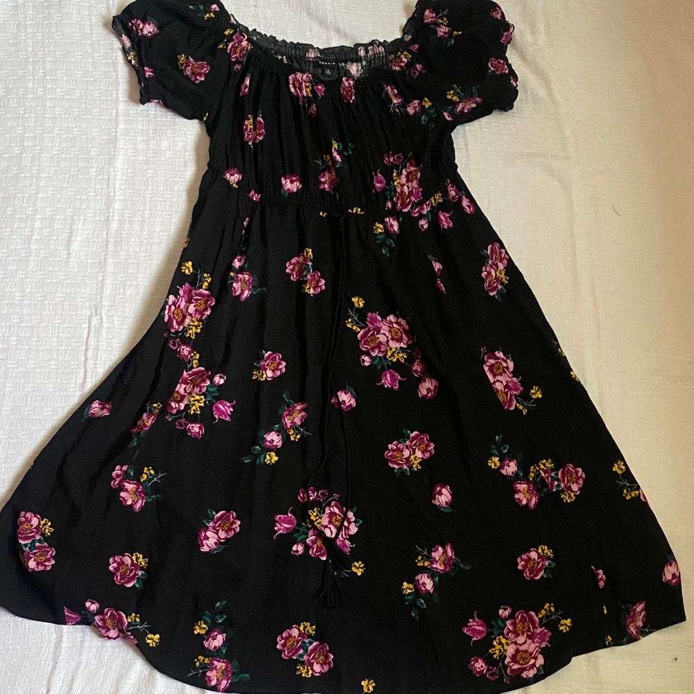 Torrid Black Midi Dress with Pink Floral Design - Picture 6 of 10